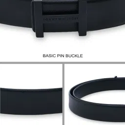 TOMMY HILFIGER Black & Black Belair Textured Leather Reversible Belt image 4