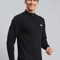 Monte Carlo Black Wool Blend Regular Fit Solid Pullover image 4