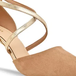 Rocia by Regal Women's Beige Ankle Strap Stilettos image 4