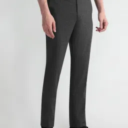Arrow Charcoal Grey Slim Fit Texture Trousers image 4