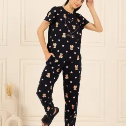 Sweet Dreams Navy Cotton Animal Print Pyjama Set image 4