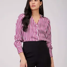 Fablestreet Maroon Striped Shirt image 4