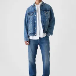 Gap Blue Cotton Regular Fit Solid Jeans image 4