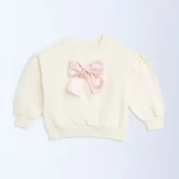 HOP Kids by Westside Cream Bow-Detailed Cotton-Blend Sweatshirt-image-66
