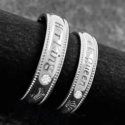 Ringzinnie Unisex Set Of 2 Stainless Steel Artificial Stones Studded Couple Finger Rings-picture-25