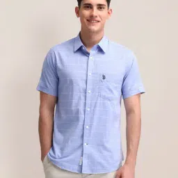 U.S. Polo Assn. Blue Cotton Regular Fit Striped Shirt-picture-39