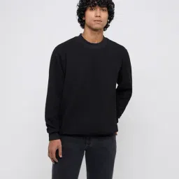 Ascot by Westside Black Ribbed Textured Relaxed-Fit Sweater-picture-26