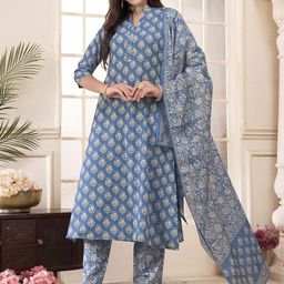 anouk rustic Anouk Women Floral Printed Regular Kurta with Trousers & With Dupatta-picture-38
