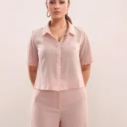 Zink London Pink Loose Fit Shirt-picture-27