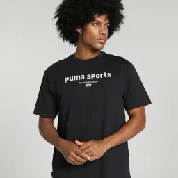 Puma TEAM Black Cotton Relaxed Fit Printed Sports T-Shirt-image-28