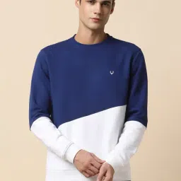Allen Solly Navy Cotton Regular Fit Colour Block Sweatshirt-picture-21