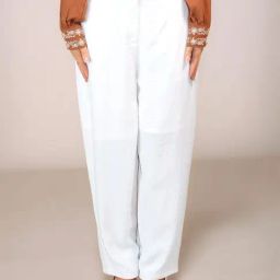 Zink London White Straight Fit Trousers-picture-34