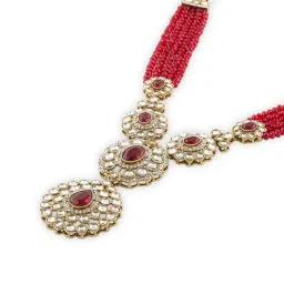 Zaveri Pearls Red Alloy Sets for Women image 4