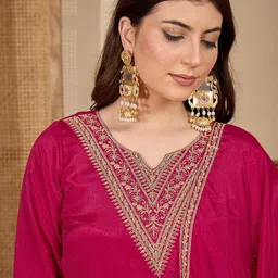 Sangria Embroidered Kurta & Palazzos with Dupatta Set-image-35