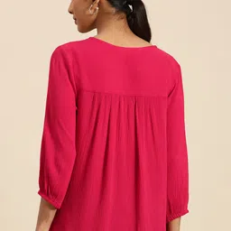 all about you Floral Embroidered Tie-Up Neck Top image 3