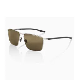 PORSCHE DESIGN Men Brown Lens & Silver-Toned Square Sunglasses with image 3
