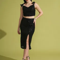 Globus Embellished Sweetheart Neck Top With Skirt-picture-16