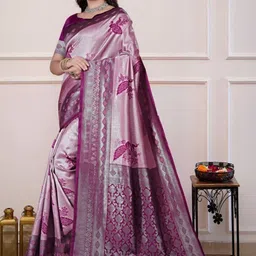 Ehaircare Ethnic Motifs Woven Zari Banarasi Saree With Blouse Piece-image-53