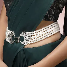 KARATCART Pearls Studded Waist Chain Saree Accessories image 4