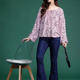 DressBerry Printed Tie-Up Neck Puff Sleeve Top image 5