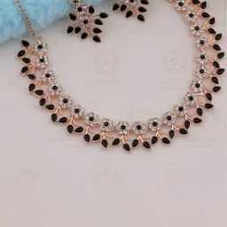 MADDY SPACE Rose Gold-Plated Stones-Studded Jewellery Set image 5