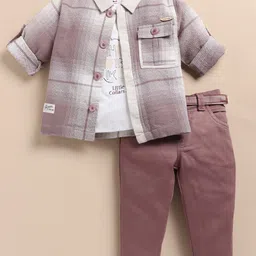 LITTLE COLLARS Boys Checked Shirt with Trousers-image-43
