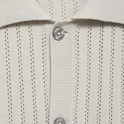 MANGO MAN Self Striped With Open Knits Pure Cotton Casual Shirt image 2