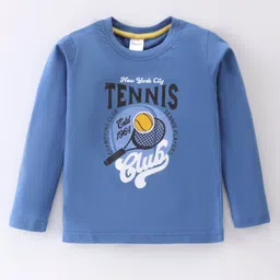 Taeko Single Jersey Full Sleeves T-Shirt with Text & Tennis Print - Blue-picture-17
