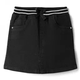 Babyhug Denim Mid Thigh Washed Skirts -Black-image-16
