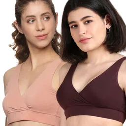 &Circus Modal Pack Of 2 Solid Maternity Bra With Nursing Access - Multi Colour-picture-10