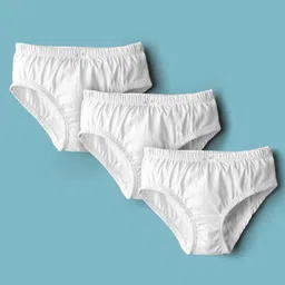 kookie kids india Kookie Kids Cotton Lycra Knit Solid Color Panties with Bow Applique Pack of 3 - White-picture-17