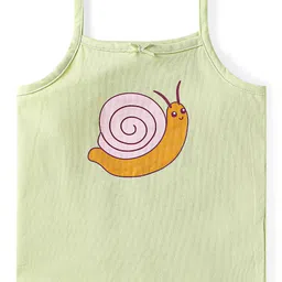 Babyoye Cotton Spandex Knit Singlet Sleeves Floral & Snail Printed Slips Pack of 3 - Yellow Green & Pink image 2