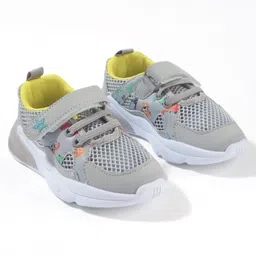 Cute Walk By Babyhug Velcro Closure Sneakers With Lace Detailing - Grey image 2