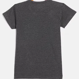 Fort Divine Cotton Lycra Knit Half Sleeves Keep On Smiling Text Printed Tee - Dark Grey image 3