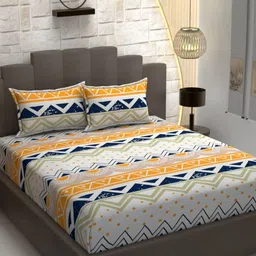 Banchmark Home Furnishings Blue Geometric 200 TC King Bedsheet Set 1.83 m x 1.98 m-image-64