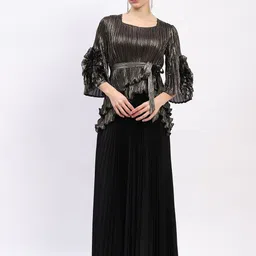 Global Republic Women Striped Round Neck Top With Skirts Co-Ords-image-8
