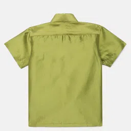 THANGAMAGAN Half Sleeves Solid Shirt & Dhoti Set - Pista Green image 4