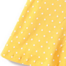 Babyhug Cotton Knit Frill Sleeves Nighty with Polka Dots Print - Yellow image 3