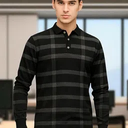 AUTNA Men Striped Polo Collar Cotton T-shirt-picture-25