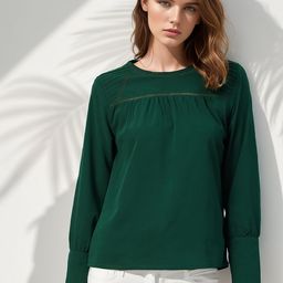RARE Cuffed Sleeves Regular Crepe Top-picture-34