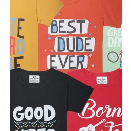 Vimal Jonney Girls Multicolor Printed T-Shirt (Pack Of 5) image 4