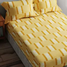 Bianca Amolina Mustard 135 TC Cotton Double Bedsheet with 2 Pillow Covers image 4