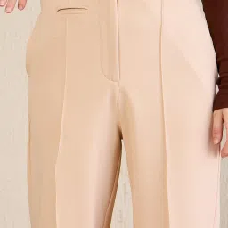 Magre Beige Solid Trousers image 4
