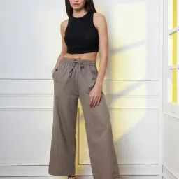 FITHUB Light Grey Straight Fit High Rise Trousers image 4