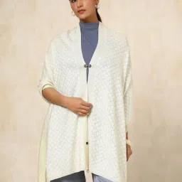 Soch Cream Acrylic Zari Shawl-image-49