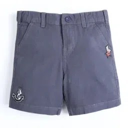 Kiddopanti Boys Dark Grey Cotton Applique Regular Fit Shorts-picture-27