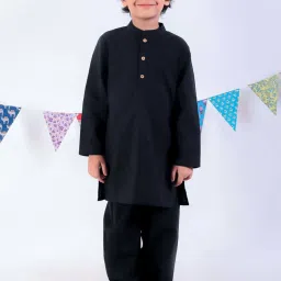 Lil Drama Boys Multicolor Floral Print Full Sleeves Kurta, Pyjamas With Nehru Jacket image 4