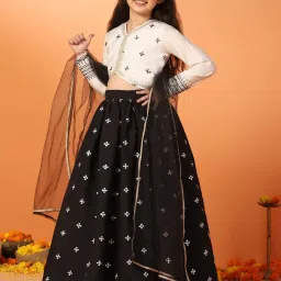 Fashion Dream Kids Black Embroidered Lehenga Choli With Dupatta Set image 4
