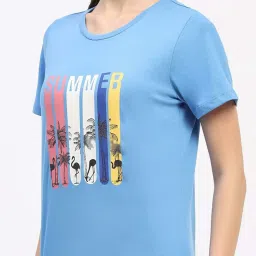 MADAME M Secret Blue Cotton Printed T-Shirt Pyjamas Set image 4