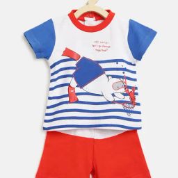 Chicco Kids White & Red Printed T-Shirt with Shorts-picture-0